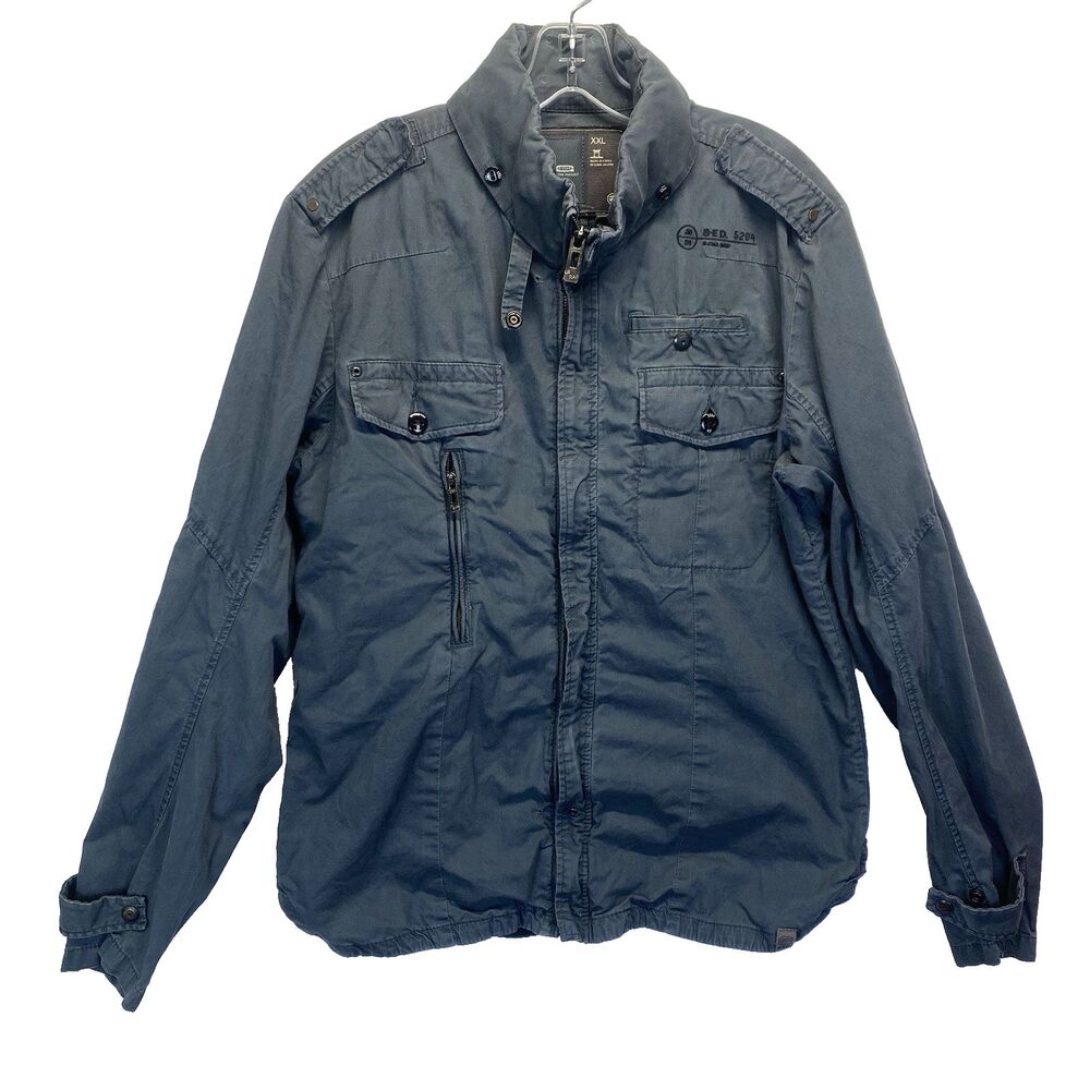 G-Star RAW Rovic 3301 Military Field Jacket XXL Slate Gray Stowaway Hood FLAW